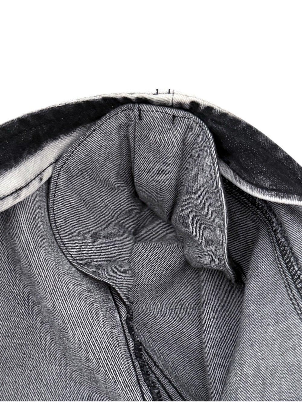 Retrofete Moira Light Grey Acid Wash Denim One 3/4 Puff Sleeve Top Small - Picture 8 of 11